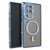Mey İthalat®  Samsung Galaxy S23 Ultra Joke Simli Magneticsafe Kılıf - Mavi