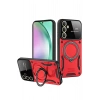 Mey İthalat®  Samsung Galaxy S24 FE Kılıf Joy Lens Standlı Kapak - Kırmızı