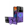 Mey İthalat®  Samsung Galaxy S24 Ultra Kılıf Joy Lens Standlı Kapak - Mor