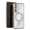 Mey İthalat®  Samsung Galaxy S25 Edge Joke Simli Magneticsafe Kılıf - Gold