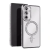 Mey İthalat®  Samsung Galaxy S25 Edge Joke Simli Magneticsafe Kılıf - Gümüş