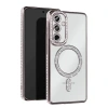 Mey İthalat®  Samsung Galaxy S25 Kılıf Joke Simli Magneticsafe Kılıf - Gümüş