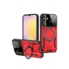 Mey İthalat®  Samsung Galaxy S25 Kılıf Joy Lens Standlı Kapak - Kırmızı