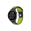 Mey İthalat®  Watch 20mm Spor Delikli Kordon - Siyah-Yeşil
