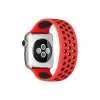 Mey İthalat®   Watch 38mm Ayarlı Delikli Silikon Kordon - Kırmızı-Siyah