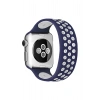 Mey İthalat®   Watch 42mm Ayarlı Delikli Silikon Kordon - Lacivert-Beyaz