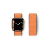Mey İthalat®   Watch 42mm Hasırlı Cırtcırtlı Kordon - Turuncu