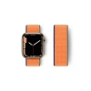 Mey İthalat®   Watch 42mm Hasırlı Cırtcırtlı Kordon - Turuncu