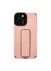 Apple iPhone 12 Pro Max Kılıf Mega Standlı Silikon - Pudra