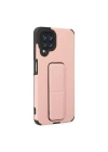 Samsung Galaxy A22 Kılıf Mega Standlı Silikon - Pudra