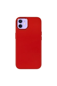 Apple iPhone 12 Kılıf Asya Deri Silikon - Kırmızı