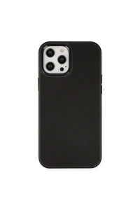 Apple iPhone 12 Pro Max Kılıf Asya Deri Silikon - Siyah
