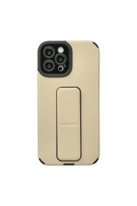 Apple iPhone 12 Pro Max Kılıf Mega Standlı Silikon - Gold