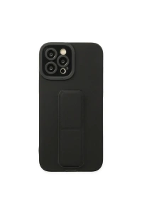 Apple iPhone 12 Pro Max Kılıf Mega Standlı Silikon - Siyah