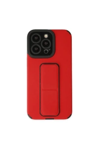 Apple iPhone 13 Pro Kılıf Mega Standlı Silikon - Kırmızı