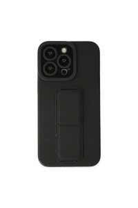 Apple iPhone 13 Pro Kılıf Mega Standlı Silikon - Siyah