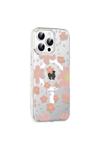Joko Apple iPhone 14 Pro Max Floral Magsafe Kapak - Pembe