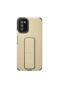 Samsung Galaxy A03S Kılıf Mega Standlı Silikon - Gold