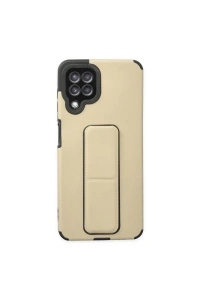 Samsung Galaxy A22 Kılıf Mega Standlı Silikon - Gold
