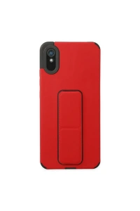 Xiaomi Redmi 9A Kılıf Mega Standlı Silikon - Kırmızı