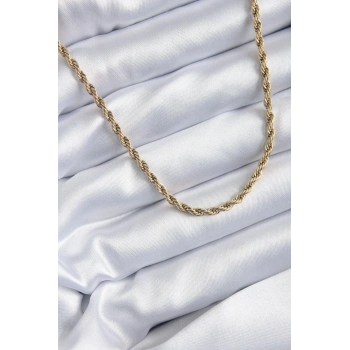 Mey İthalat® 316L Çelik Gold Renk 60 cm Burgu Model Kadın Kolye