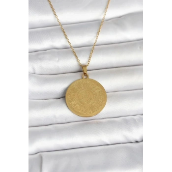 Mey İthalat® 316L Çelik Gold Renk Ayetel Kürsi Yazılı Kolye