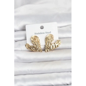 Mey İthalat® 316L Çelik Gold Renk Kalp Model Kadın Küpe
