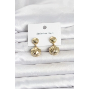 Mey İthalat® 316L Çelik Gold Renk Vintage Model Kadın Küpe