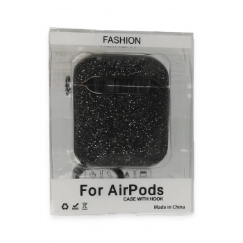 Mey İthalat®  Airpods 2 (2.nesil) Spell Simli Kılıf - Siyah