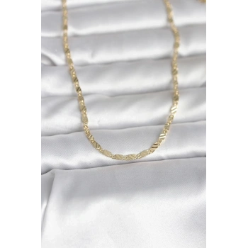 Mey İthalat® CM 14K Gold Renk Çizgi Lazer Model 60 cm Kadın Kolye