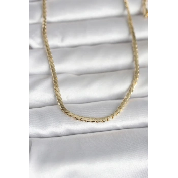 Mey İthalat® CM 14K Gold Renk Yassı Model 60 cm Kadın Kolye