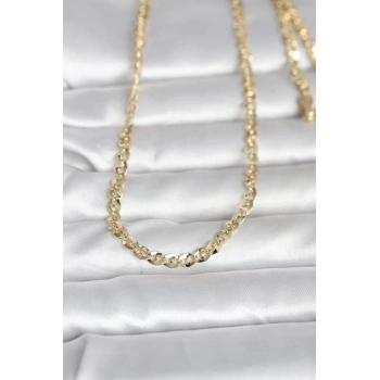 Mey İthalat® CM 14K Gold Renk Yassı Oval Zincirli Model 60 cm Kadın Kolye