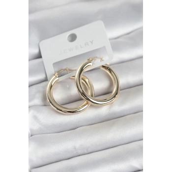 Mey İthalat® Gold Renk Pirinç Halka 30 mm Kadın Küpe