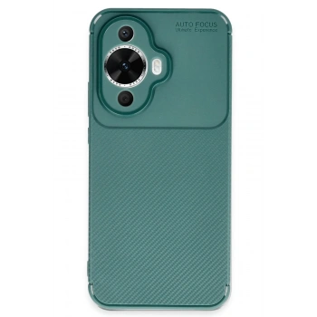 Mey İthalat®  Huawei Nova 12S Kılıf Auto Focus Karbon Kapak - Koyu Yeşil