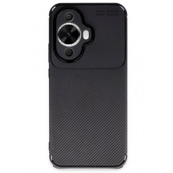 Mey İthalat®  Huawei Nova 12S Kılıf Auto Focus Karbon Kapak - Siyah