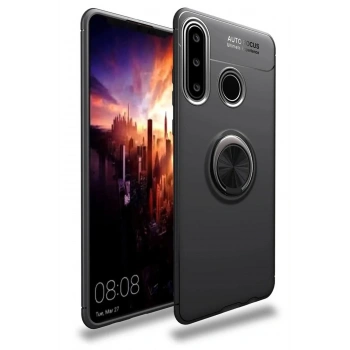 Mey İthalat®  Huawei Y6P Kılıf Range Yüzüklü Silikon - Siyah