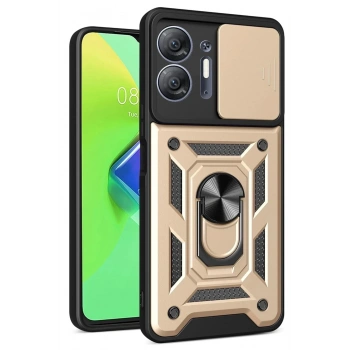 Mey İthalat®  İnfinix Hot 30 5G Kılıf Pars Lens Yüzüklü Silikon - Gold