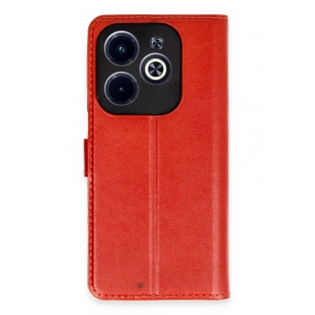 Mey İthalat®  İnfinix Hot 40 Kılıf Trend S Plus Kapaklı Kılıf - Kırmızı