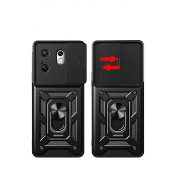 Mey İthalat®  İnfinix Zero 30 4G Kılıf Pars Lens Yüzüklü Silikon - Kırmızı