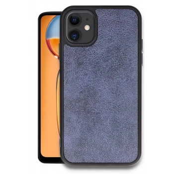 Mey İthalat®   iPhone 11 Kılıf Aras Deri Kapak - Lacivert