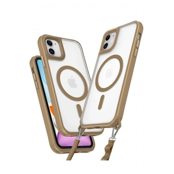 Mey İthalat®  iPhone 11 Kılıf Enka Magsafe Silikon Kılıf - Desert