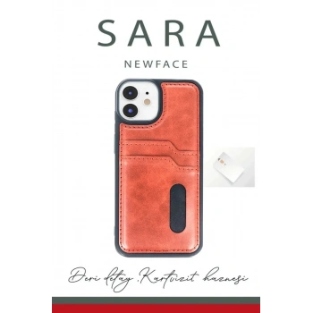 Mey İthalat®  iPhone 11 Kılıf Sara Kartvizitli Deri Kılıf - Siyah