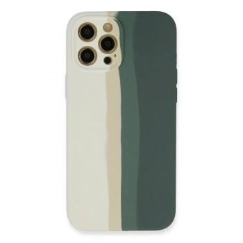 Mey İthalat®  iPhone 12 Pro Kılıf Ebruli Lansman Silikon - Beyaz-Gri