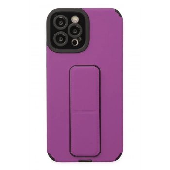 Mey İthalat®  iPhone 12 Pro Max Kılıf Mega Standlı Silikon - Mor