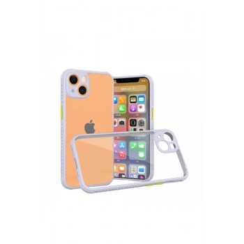 Mey İthalat®  iPhone 13 Mini Kılıf Miami Şeffaf Silikon - Lila