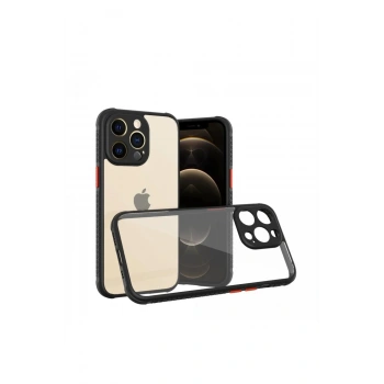 Mey İthalat®  iPhone 13 Pro Kılıf Miami Şeffaf Silikon - Siyah