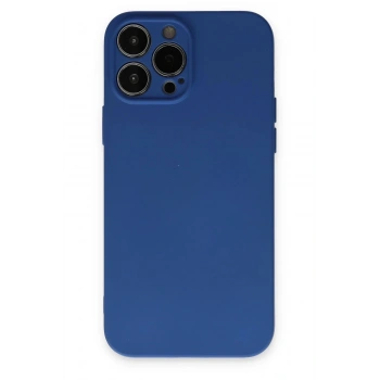 Mey İthalat®  iPhone 13 Pro Kılıf Nano içi Kadife Silikon - Lacivert