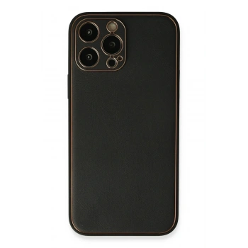 Mey İthalat®  iPhone 13 Pro Max Kılıf Coco Deri Silikon Kapak - Siyah