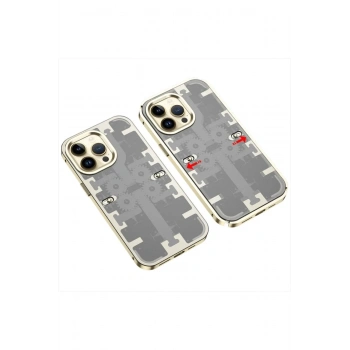 Mey İthalat®  iPhone 13 Pro Max Kılıf Mekanik Bumper Kapak - Gold