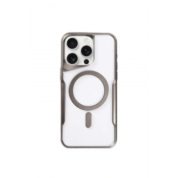 Mey İthalat®  iPhone 14 Pro Kılıf Boyi Magsafe Silikon Kapak - Titan Gri